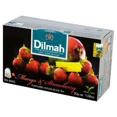 Dilmah Cejloska czarna herbata z aromatem mango i truskawki 20 x 1,5 g