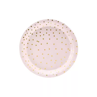 PartyDeco Talerzyki kropki jasny r� 18cm 6 szt.