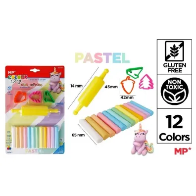 Mp Main Paper Plastelina 12 kolor�w pastel + foremki i wa�ek