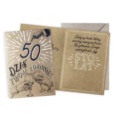 Kukartka Karnet Urodziny vintage 50