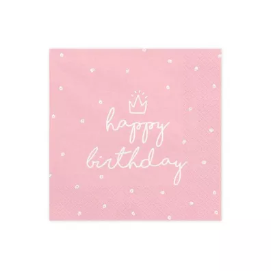 PartyDeco Serwetki Happy Birthday 33x33cm