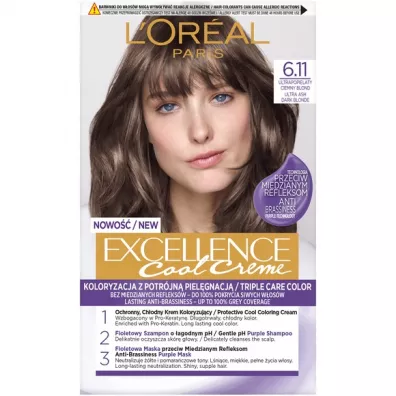 LOreal Paris Excellence Cool Creme farba do w�os�w 6.11 Ultrapopielaty Ciemny Blond