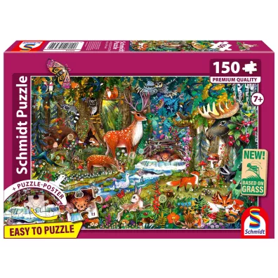 Puzzle 150 el. PQ Zwierz�ta w lesie Schmidt