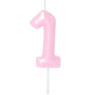 �wieczka na tort - cyferka Candy 1 r�owa 6cm