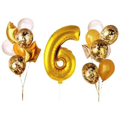 GoParty Zestaw balon�w z�otych 6