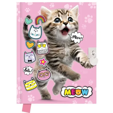 Happy Color Pami�tnik z k��dk� 80 kartek - Meow