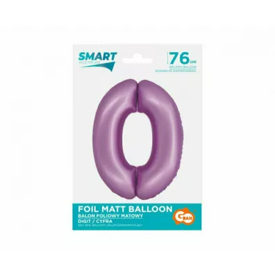 Godan Balon foliowy Smart cyfra 0 lawendowy matowy 76cm