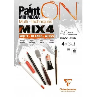 Clairefontaine Blok A6 bia�ych papier�w mix4 250g 12ark