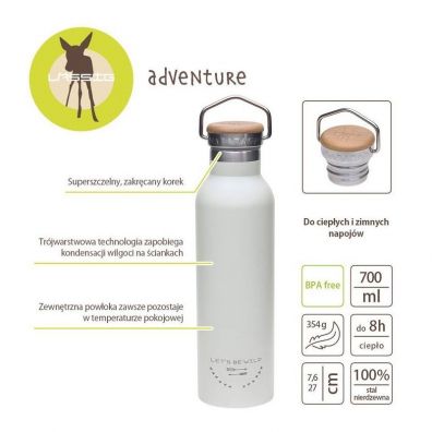 Lassig Butelka - termos ze stali nierdzewnej Adventure grey 700 ml