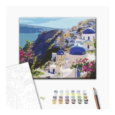 Brushme Malowanie po numerach - krajobraz Santorini 40x50cm