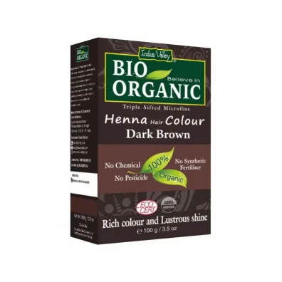 Indus Valley Henna - farba do w�os�w na bazie henny, CIEMNY BR�Z, w 100% ekologiczna, vege 100 g