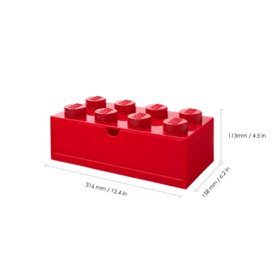 Szufladka na biurko klocek LEGO Brick 8 Czerwona