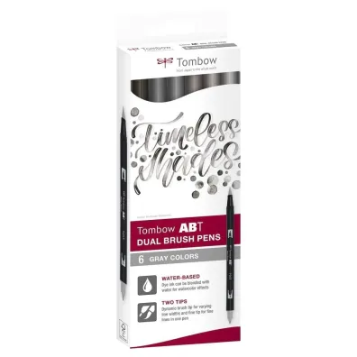 Tombow Flamastry Brush pen dwustronne gray 6 kolor�w