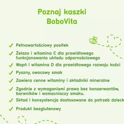 BoboVita Smaczna Kolacja Kaszka mleczno-ryowa 3 owoce po 6 miesicu 230 g