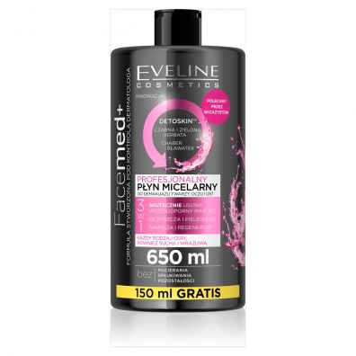 Eveline Cosmetics Facemed+ 3w1 profesjonalny pyn micelarny do kadego rodzaju cery 650 ml