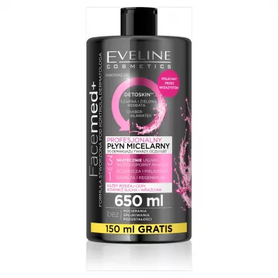 Eveline Cosmetics Facemed+ 3w1 profesjonalny p�yn micelarny do ka�dego rodzaju cery 650 ml