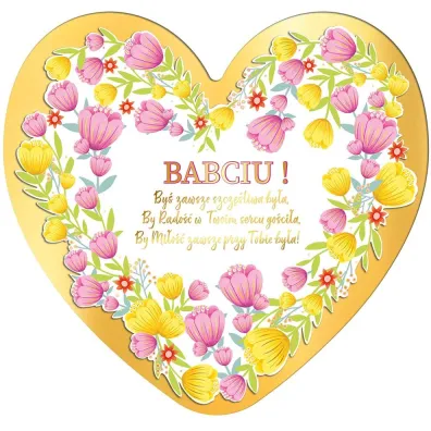 Laurka serce dla Babci w kszta�cie serca z kolorowym kwiatowym motywem i wierszem Dzie� Babci i Dziadka HENRY 980757HEN