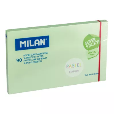 Milan Karteczki samoprzylepne Super Sticky Pastel zielone 127 x 76 mm 90 kartek 90 szt.