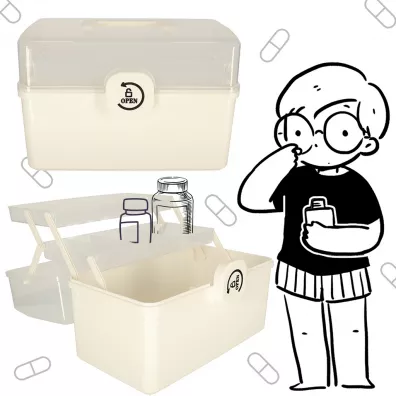 Organizer na leki pojemnik pude�ko kasetka apteczka du�y XXL na zamek skrzynka 34,5x23x22 cm