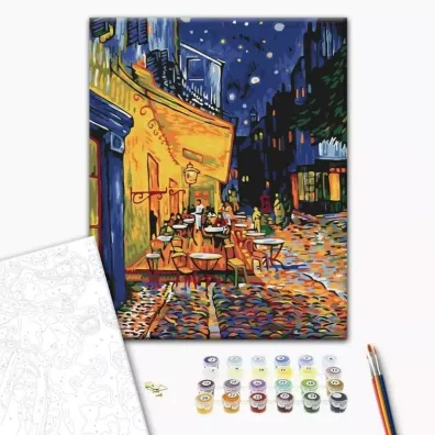 Brushme Malowanie po numerach - Nocna kawiarnia w Arles Vincent van Gogh 40x50cm