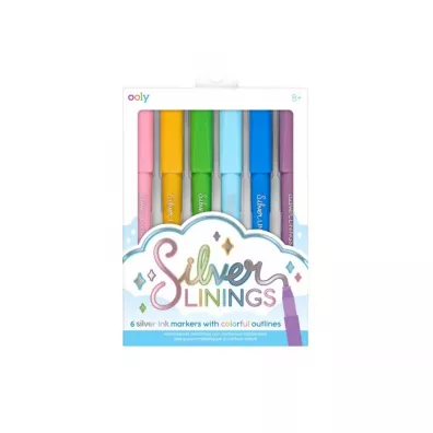 Ooly Flamastry Metaliczne z konturem Silver Linings 6 szt.
