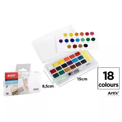 Artix Farba akwarelowa z p�dzlem wodnym 18 szt.