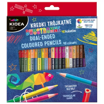 Derform Kidea Kredki trjktne dwustronne 48 kolorw 24 szt.