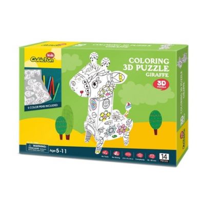 Puzzle 3D 14 el. yrafa do kolorowania Cubic Fun