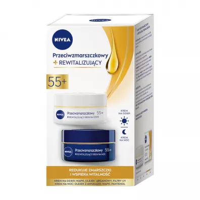 Nivea Zestaw dla kobiet Przeciwzmarszczkowy+ modeluj�cy 55+ krem na noc + krem na dzie� 2 x 50 ml