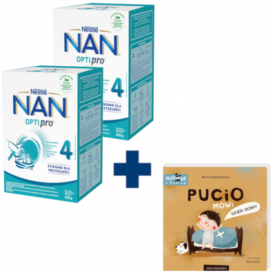 Nestle Nan Optipro Zestaw 4 Junior Produkt na bazie mleka dla dzieci po 2. roku + Pucio mwi dzie dobry GRATIS 2 x 650 g