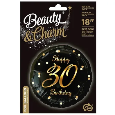 Godan Balon foliowy B&C Happy 30 Birthday czarny, zoty