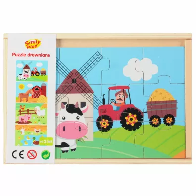Puzzle drewniane 4x12 element�w Farma SMILY PLAY SPW84947