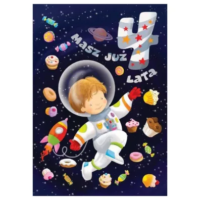 Art Nuvo Karnet 4 urodziny astronauta