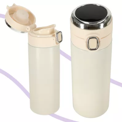 Kubek bidon termiczny z ustnikiem termos LED 350ml be�owy