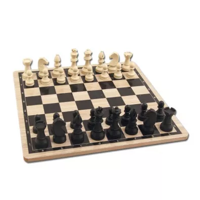Wooden Chess Set, szachy na drewnianej planszy Star