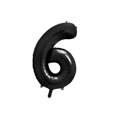 PartyDeco Balon foliowy 6 czarny 86cm