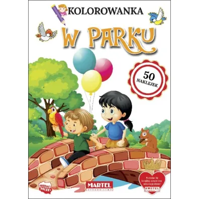 W parku. Kolorowanka z naklejkami