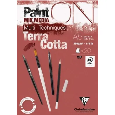 Clairefontaine Blok A5 papier w kolorze terakoty 250g 20ark