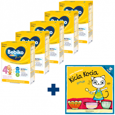 Bebiko Junior 4 Odywcza formua na bazie mleka dla dzieci powyej 2. roku ycia + Kicia Kocia gotuje Anita Gowiska GRATIS zestaw 5 x 600 g