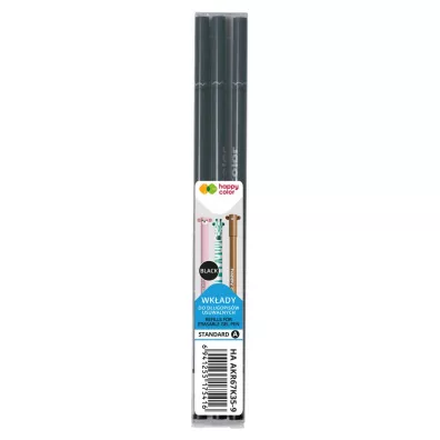 Happy Color Wk�ady do d�ugopisu wymazywalnego Standard A, czarne, 0.5 mm, 3 sztuki