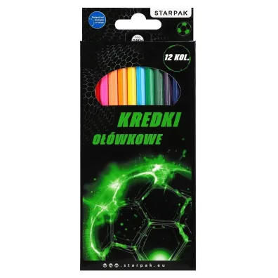 Kredki o��wkowe 12 kolor�w Football STARPAK 580597