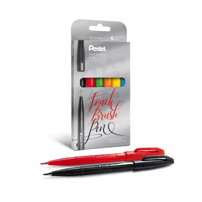 Pentel Pisak/p�dzelek do kaligrafii SES15 6 kolor�w