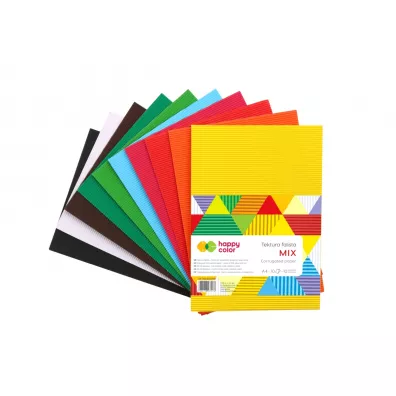 Happy Color Tektura falista MIX, 10 kolorw, A4, 10 arkuszy 10 kartek