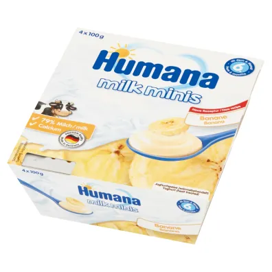 Humana Deserek jogurtowy o smaku bananowym po 6 miesi�cu Milk Minis 4 x 100 g