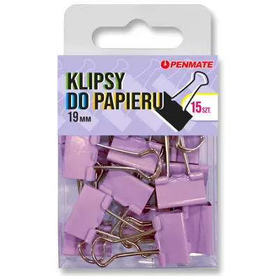 Penmate Klipsy do papieru fioletowe 19 mm