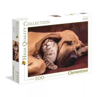 Puzzle 500 el. High Quality Collection. Pies z kotem Clementoni