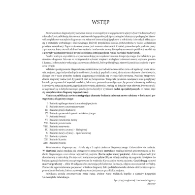 Kwestionariusz diagnostyczny zaburze� mowy ze szczeg�lnym uwzgl�dnieniem afazji i dysartrii dla m�odzie�y i doros�ych Materia�y do badania i arkusz diagnostyczny