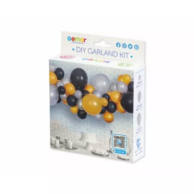 Gemar Girlanda balonowa DIY z�ota, srebrna, czarna 65 szt.