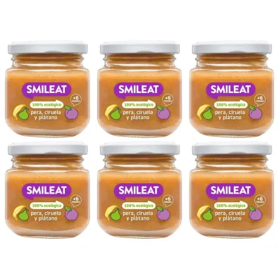 Smileat Deser z ekologicznymi gruszkami, �liwkami i bananami po 6 miesi�cu Zestaw 6 x 130 g Bio