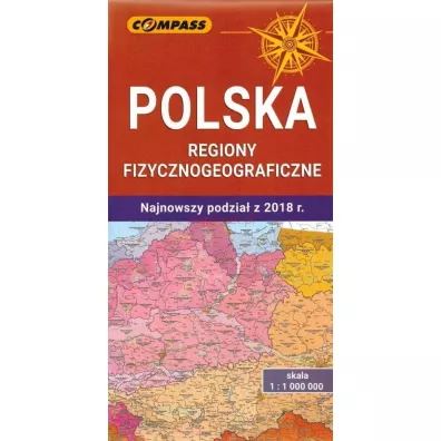 Mapa Polska regiony fizycznogeograficzne 1:1 000 000